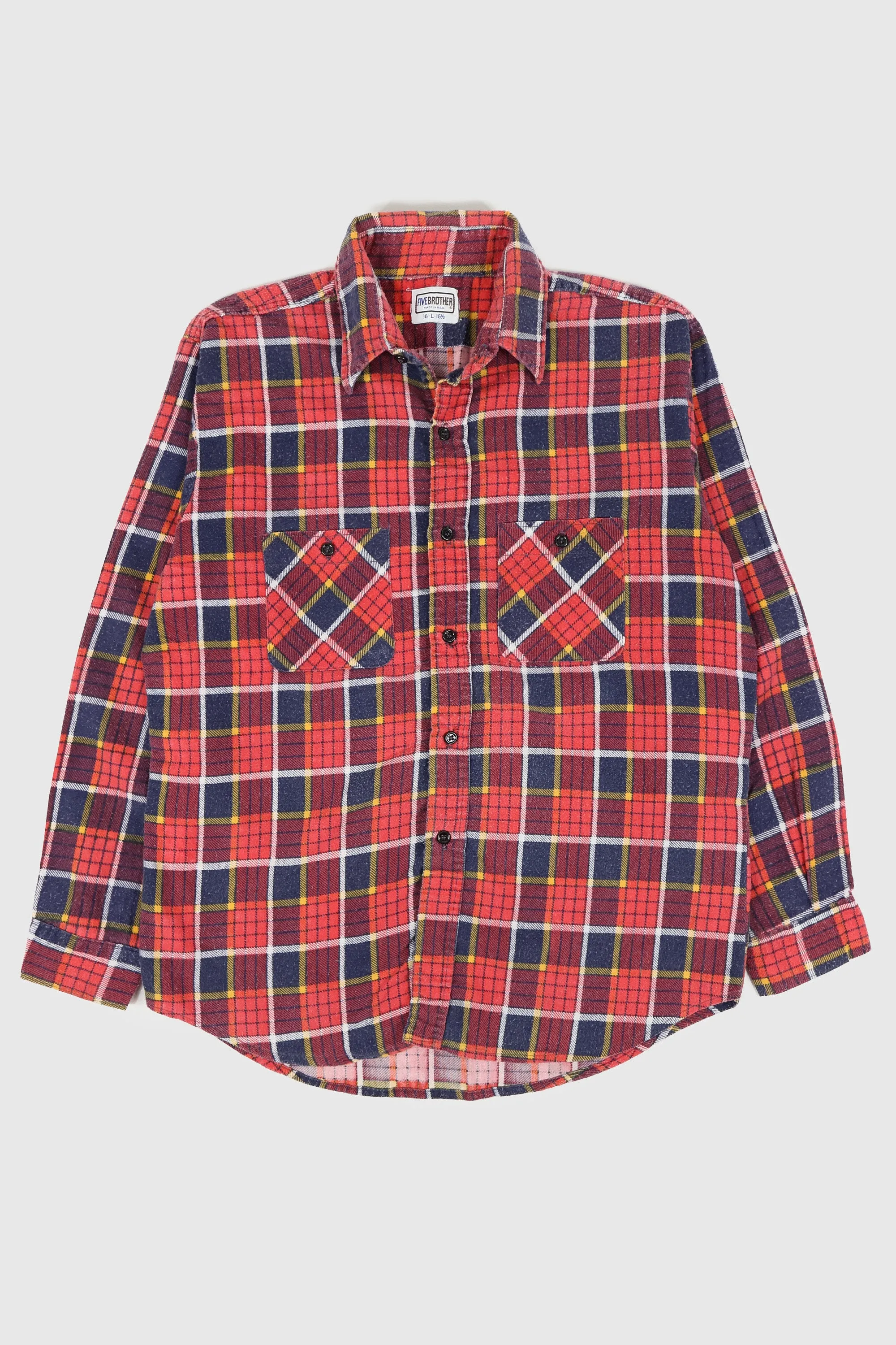 Vintage Red Plaid Flannel Button-Down Shirt