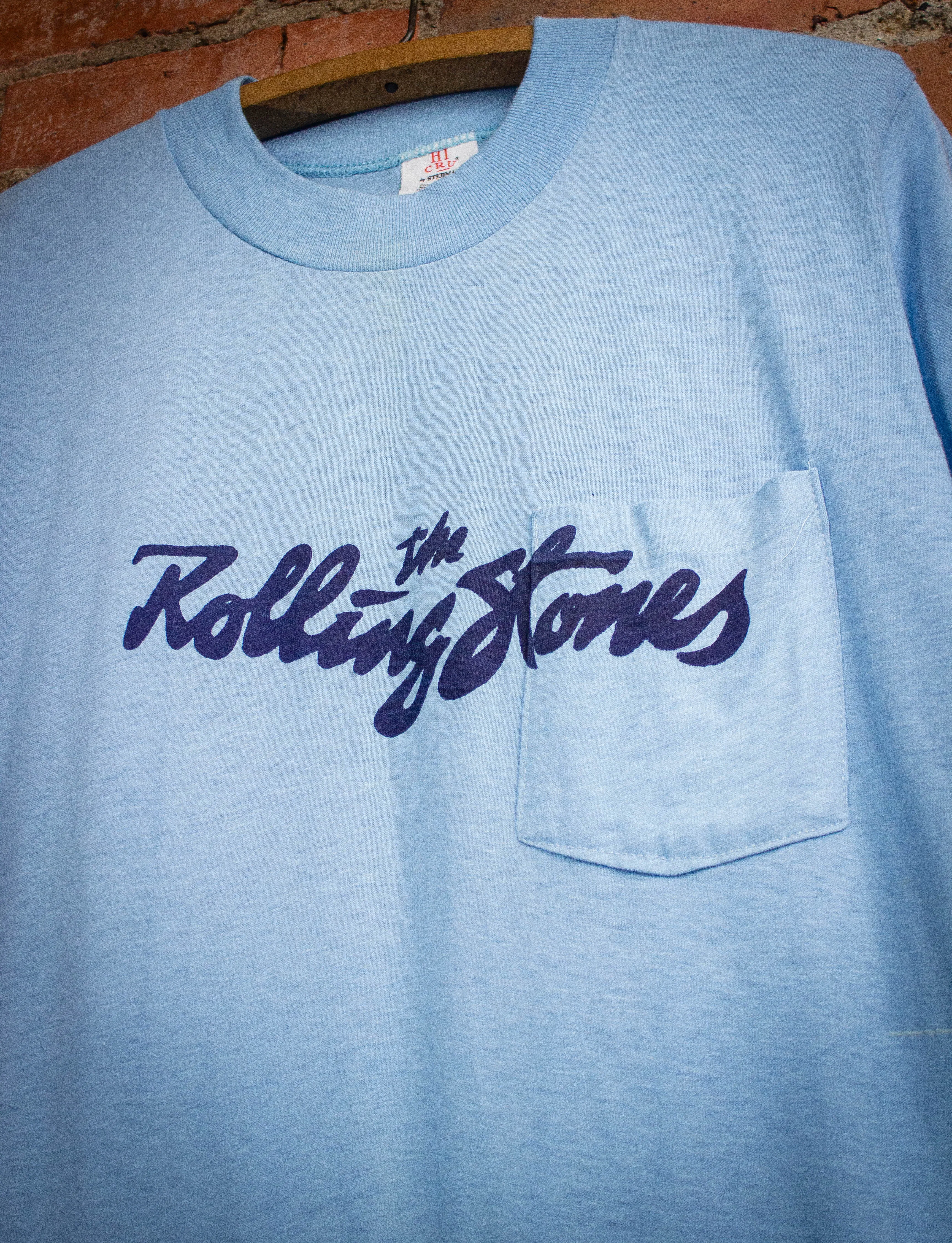 Vintage Rolling Stones World Tour Concert Pocket T Shirt 1978 Light Blue Medium