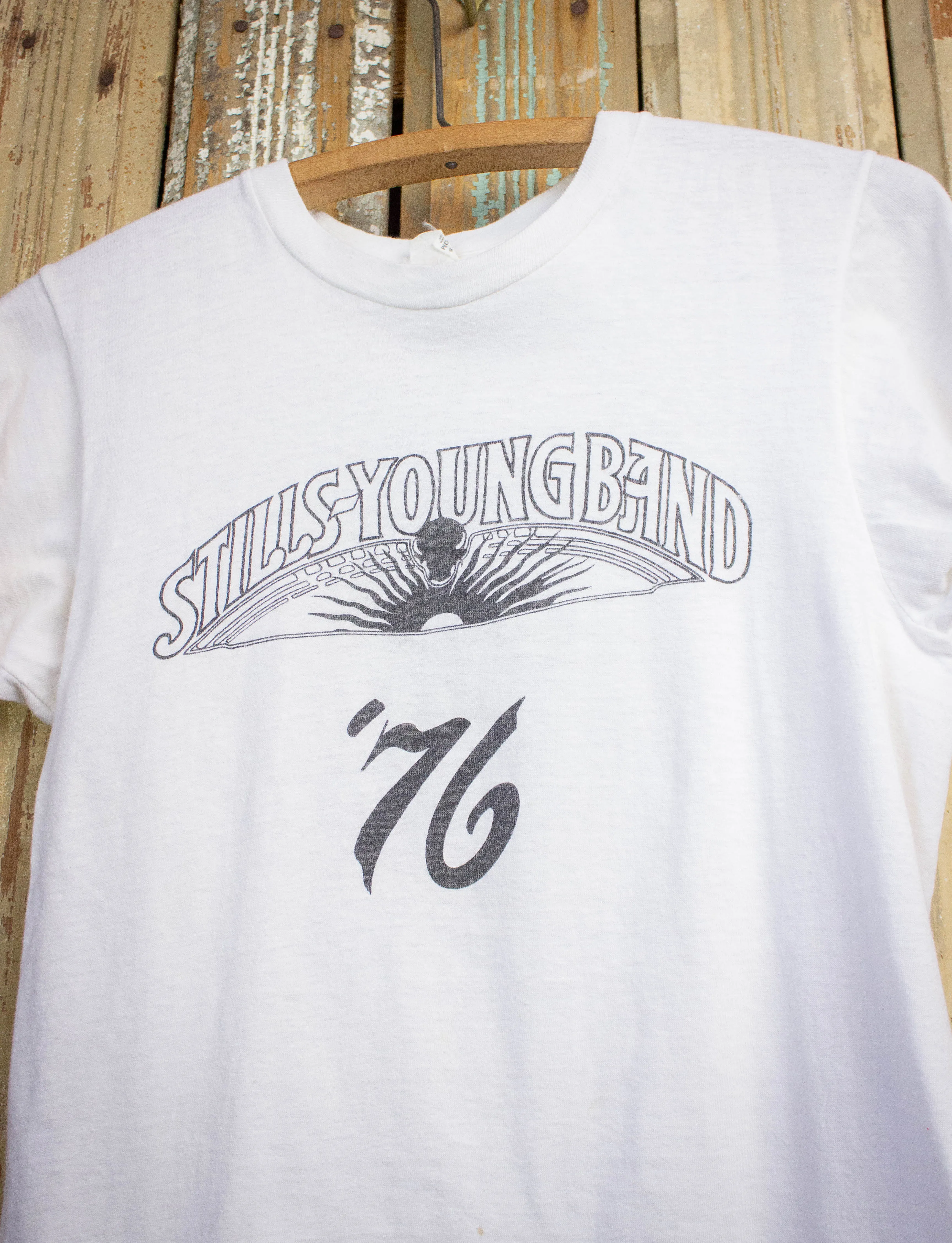 Vintage Stills Young Band Concert T Shirt 1976 White Small