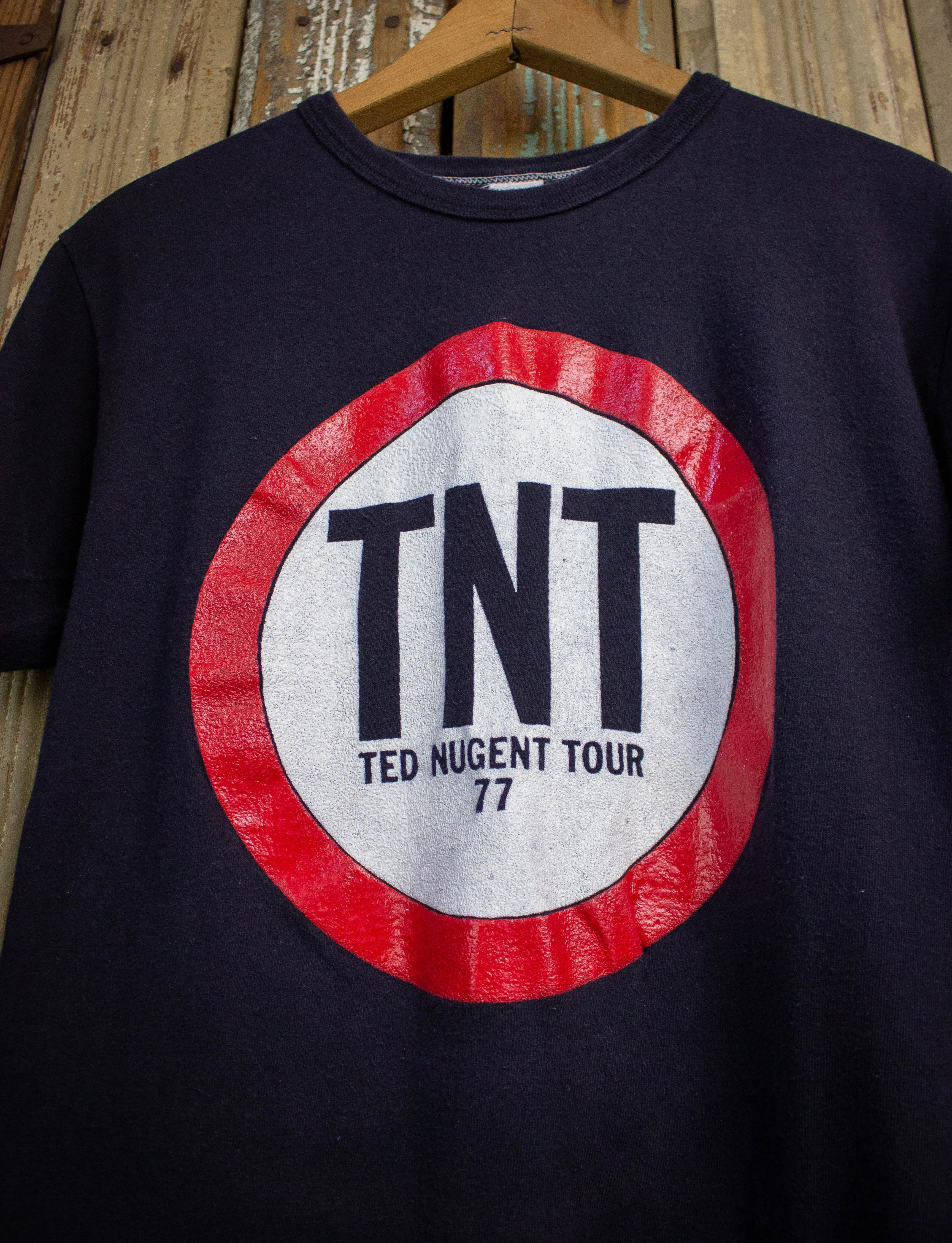 Vintage Ted Nugent TNT Crew Concert T Shirt 1977 Black Small