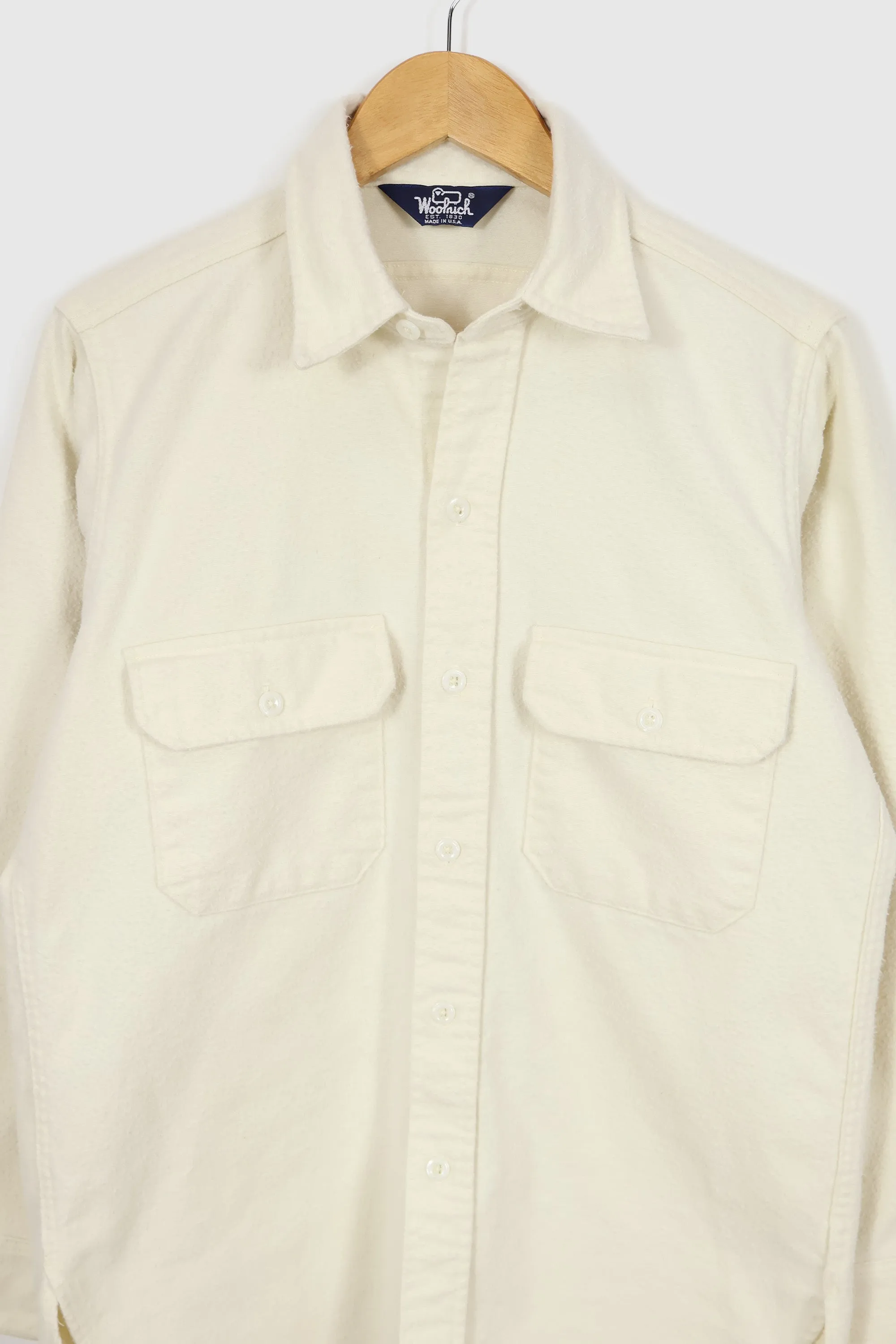 Vintage Woolrich White Flannel Button-Down Shirt