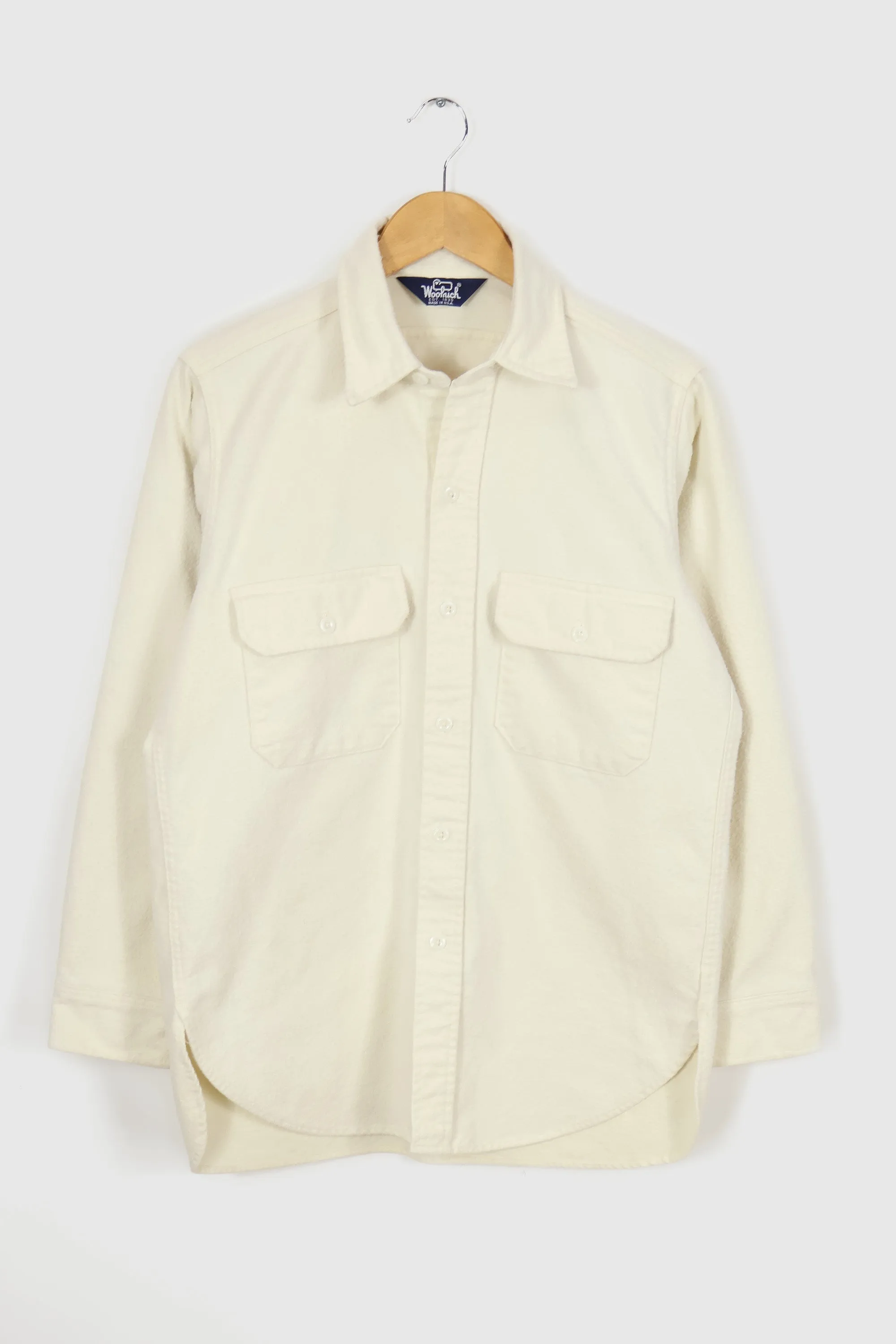 Vintage Woolrich White Flannel Button-Down Shirt