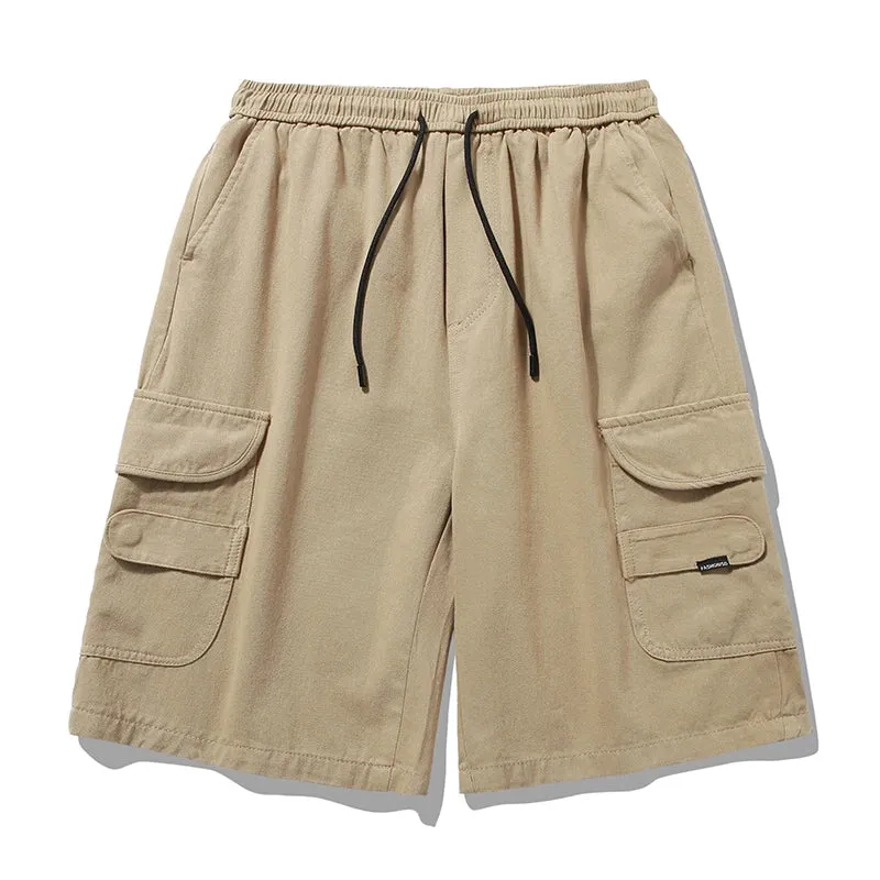 Wiaofellas  -  Summer New Men's Bermuda Casual Shorts Loose Straight Cotton Beach Solid Short Trousers Male Brand Soft Shorts E54