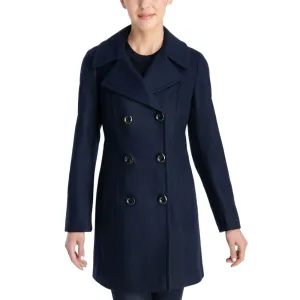 Womens Navy Double Breasted Wool Coat