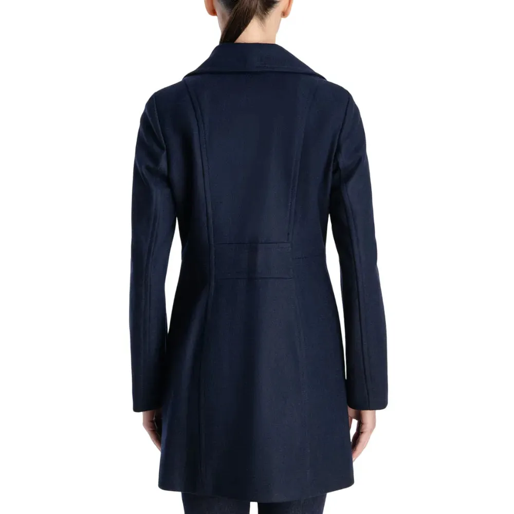 Womens Navy Double Breasted Wool Coat